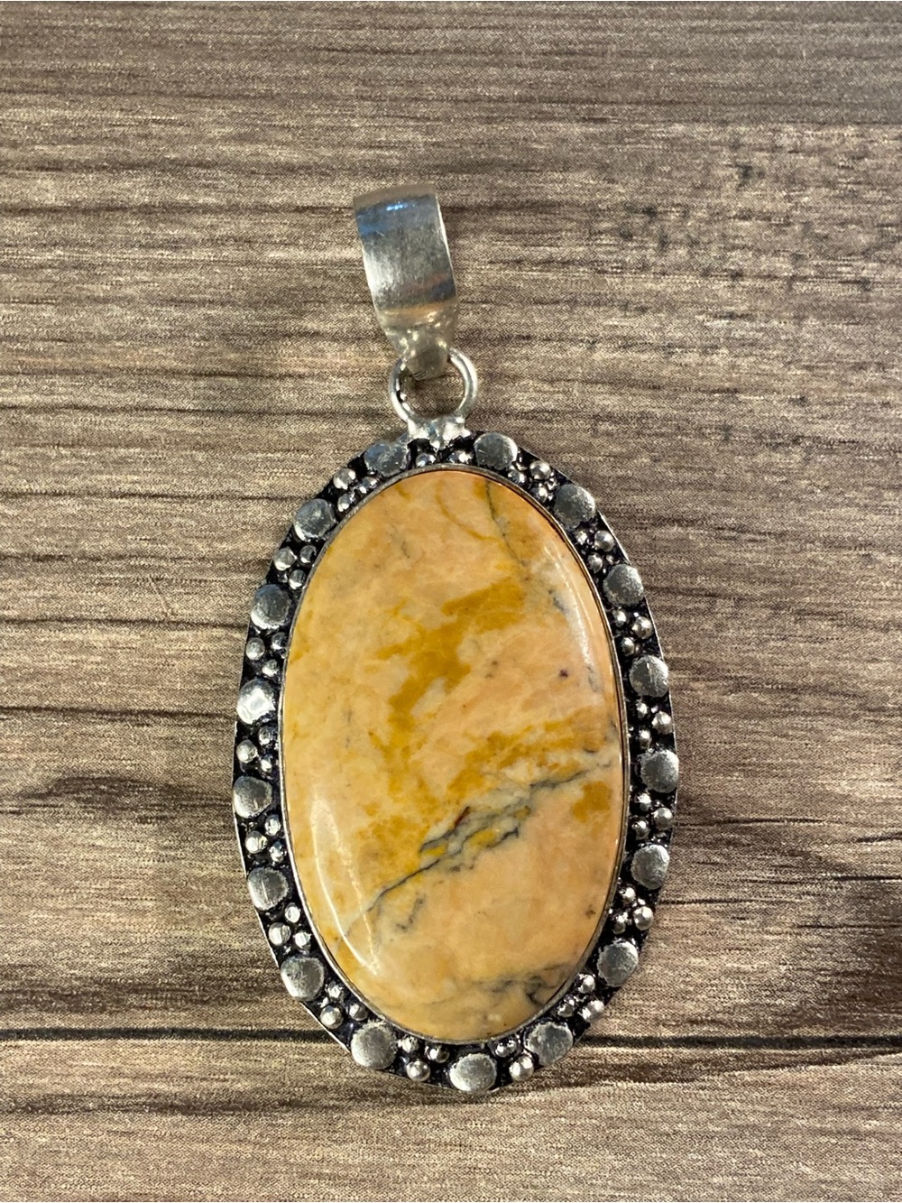 Yellow Jasper Oval Pendant Necklace - Women Jewelry